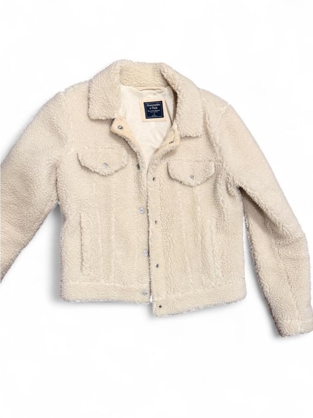 Abercrombie & Firch Cream Sherpa Jacket - Cozy Button-Up Coat